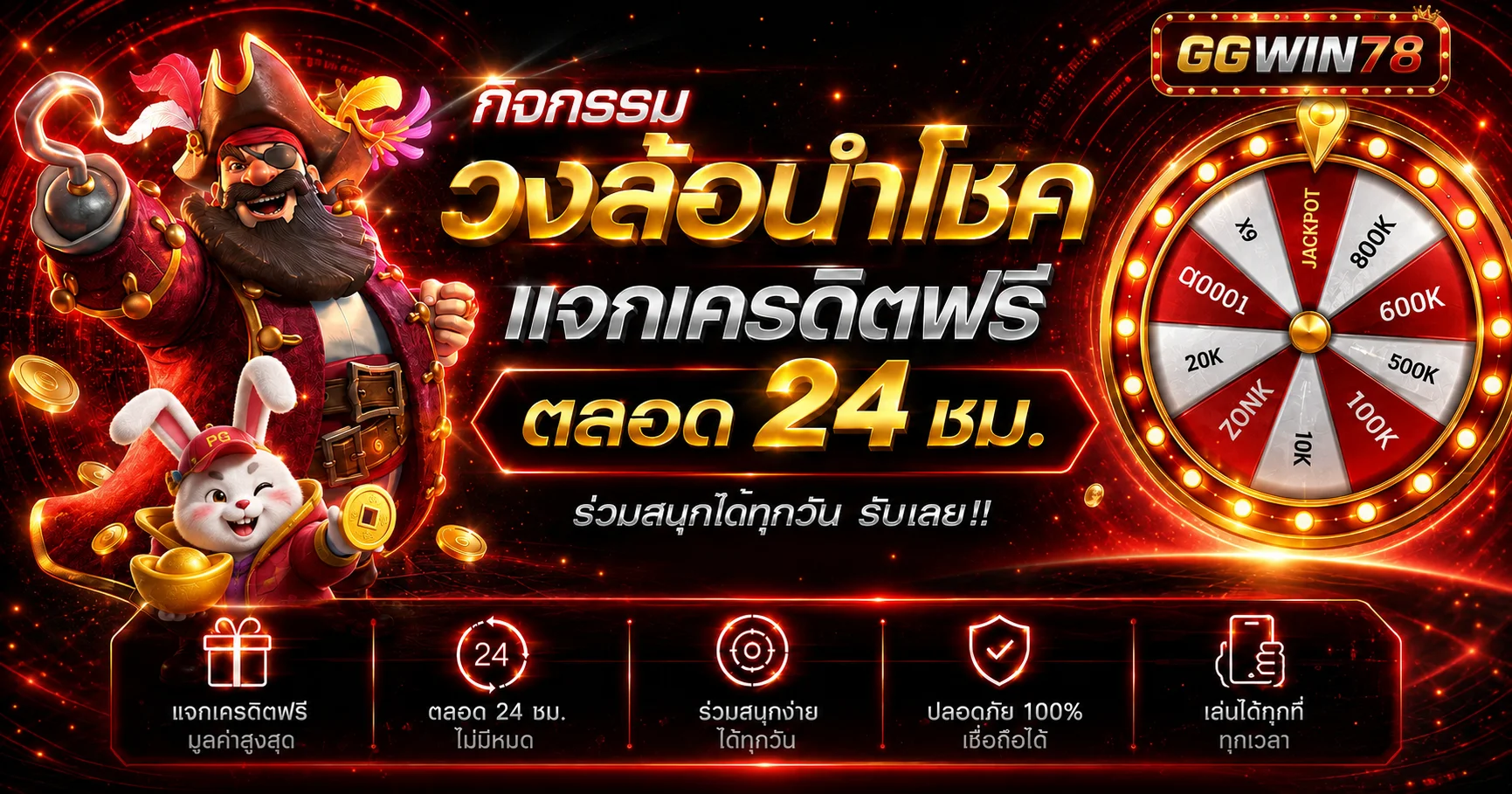 กิจกรรมวงล้อนำโชค GGWIN78 โทนแดงดำ